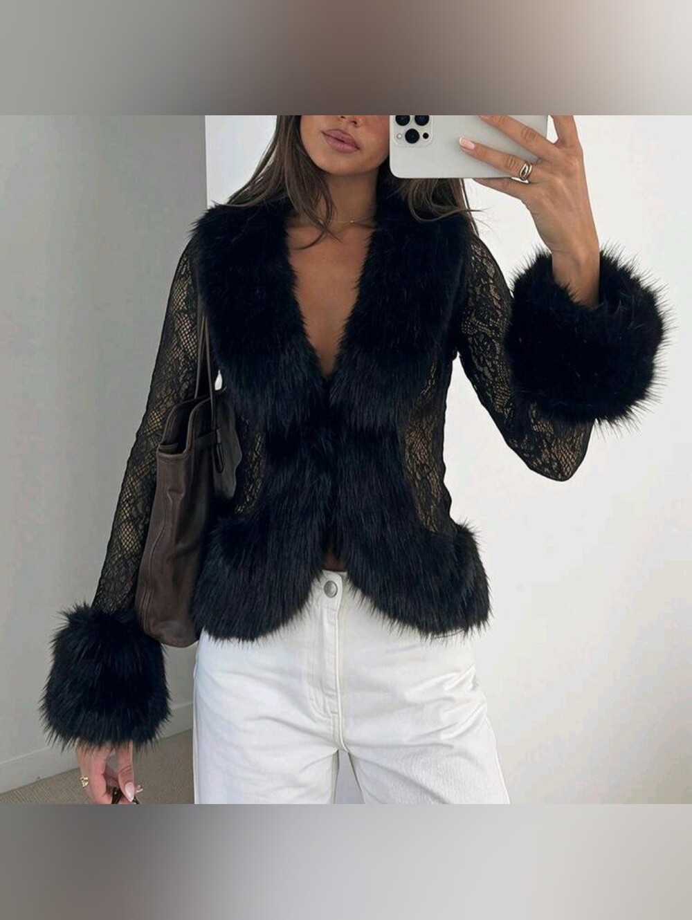Romantic Vacation Ruffle Elegant See-Through Party Coat Casual Lace Top Boho
